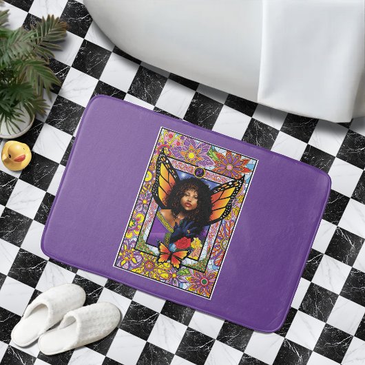 Tapis De Bain Papillon monarque Fée Purple Floral