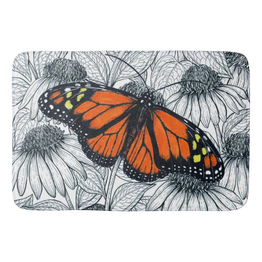 Tapis De Bain Papillon monarque sur coneflowers (Devant)