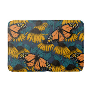 Tapis De Bain Papillon monarque sur confluents jaunes