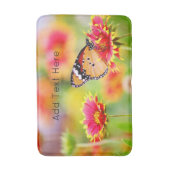 Tapis De Bain Papillon monarque sur Fleur rouge et jaune (Devant (Vertical))