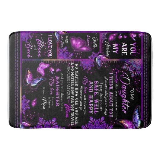 Tapis De Bain Papillon Personnalisé À Ma Fille Blanche (Devant)