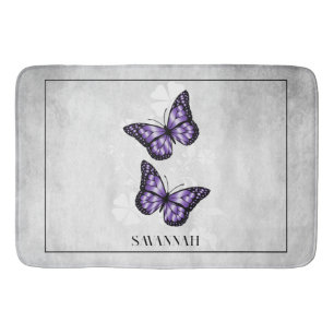Tapis De Bain Papillon pourpre Floral Mat de bain personnalisé