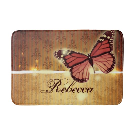 Tapis De Bain papillon rouge orangé (Devant)