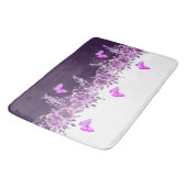 Tapis De Bain Papillon Violet Vibrant et Dessin Botanique (Angle)