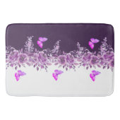 Tapis De Bain Papillon Violet Vibrant et Dessin Botanique (Devant)