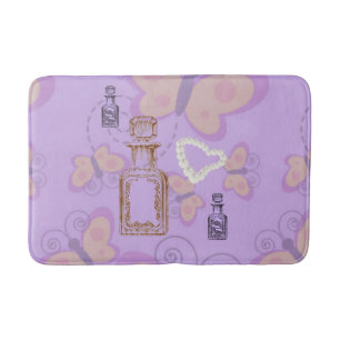 Tapis De Bain Papillons Apothécaire&Coeurs perles MoyenBain Mat