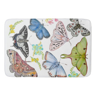 Tapis De Bain Papillons aquarelle délicats
