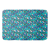 Tapis De Bain Papillons bleu turquoise Aqua sur blanc (Devant)