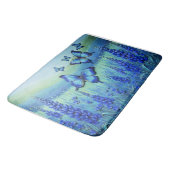 Tapis De Bain Papillons Bleus avec des Fleurs Bleues, (Angle)