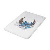 Tapis De Bain Papillons bleus sur croissant en bois (Angle)