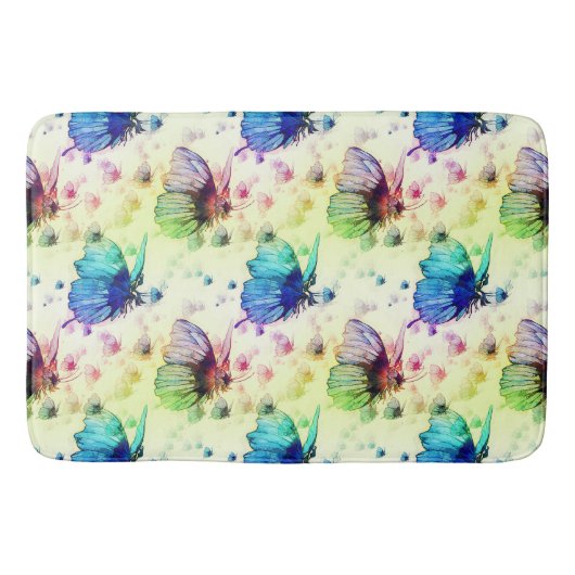Tapis De Bain Papillons d'aquarelle Mat (Devant)