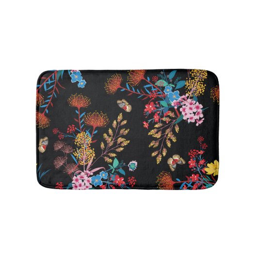 Tapis De Bain Papillons de jardin fleuris Style Liberty (Devant)