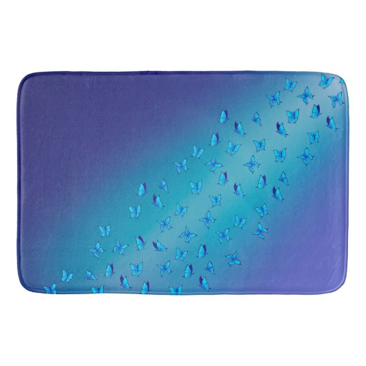 Tapis De Bain Papillons enchantés Double bleu (Devant)