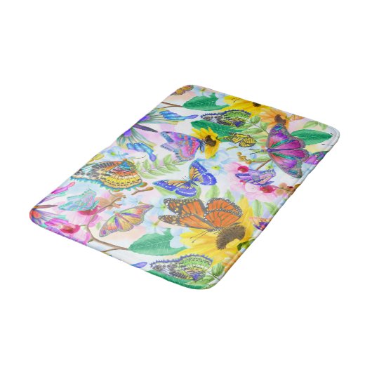 Tapis De Bain Papillons et fleurs (Angle)
