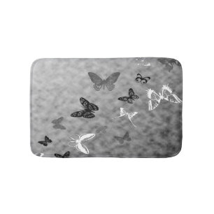 Tapis De Bain Papillons noirs de blanc de n