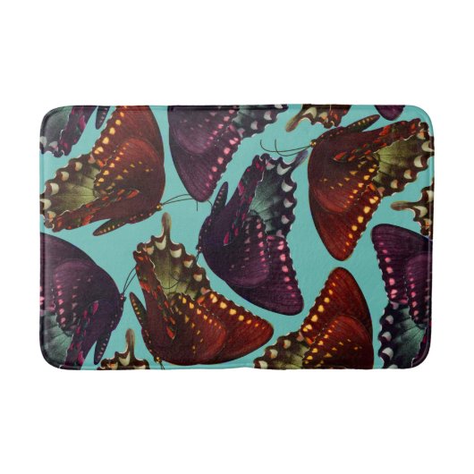 Tapis De Bain Papillons prune et orange tourbillonnant (Devant)