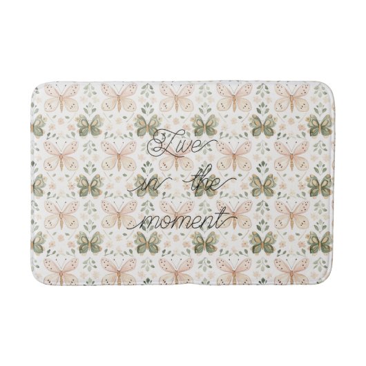 Tapis De Bain Papillons Rose Fuschia Vert Menthe (Devant)