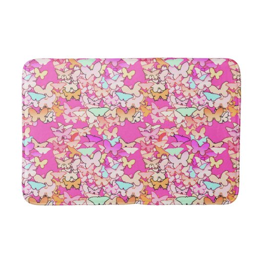 Tapis De Bain Papillons, roses multiples et profondes (Devant)