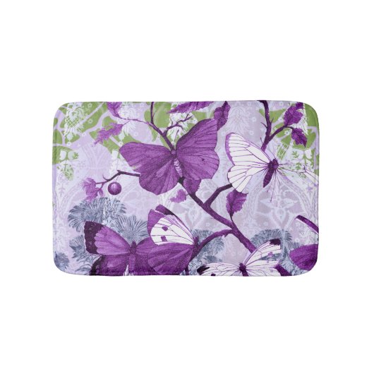 Tapis De Bain Papillons violets sur une branche (Devant)