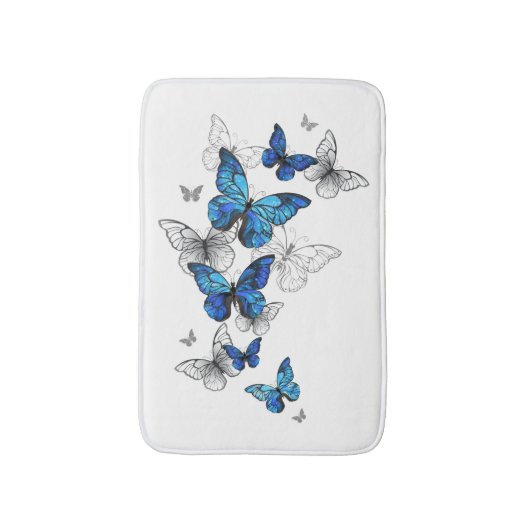 Tapis De Bain Papillons volants bleus Morpho (Devant (Vertical))