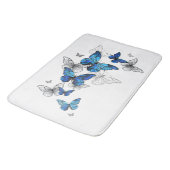Tapis De Bain Papillons volants bleus Morpho (Angle)