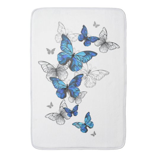 Tapis De Bain Papillons volants bleus Morpho (devant Vertical)