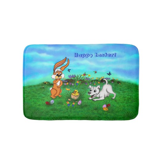 Tapis De Bain Pâques - Chiot Capo Rabbit et Chick (Devant)