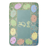 Tapis De Bain Pâques Gris pâle Pastel Oeufs et Roses (devant Vertical)