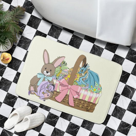 Tapis De Bain Pâques Panier Dragons Oeufs