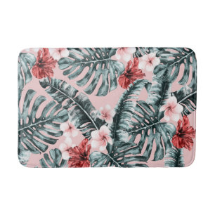 Tapis De Bain Paradis Rose Île Tropicale Fleur Botanique