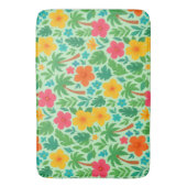 Tapis De Bain Paradis tropical - Palm Feuilles & Hibiscus Motif (devant Vertical)