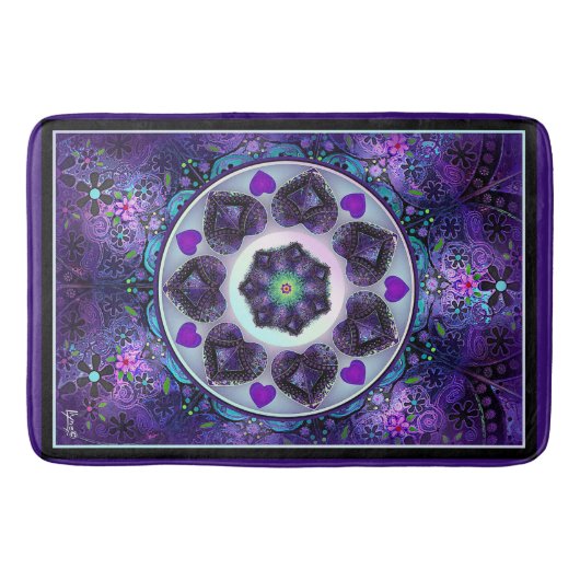 Tapis De Bain Parapluie violet & coeurs .7 (Devant)