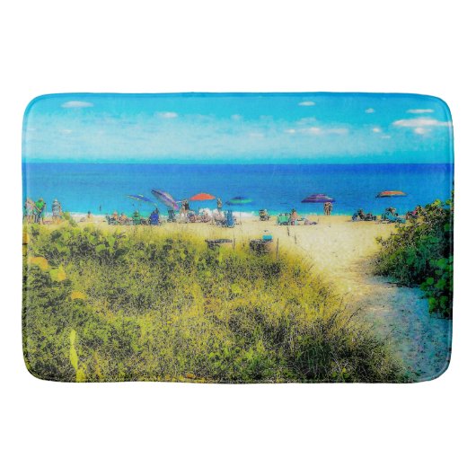 Tapis De Bain Parasols de plage le long de l'océan (Devant)