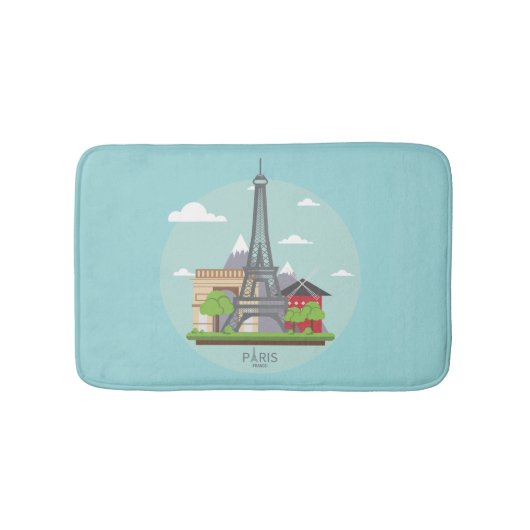 Tapis de bain Paris France Monuments Eiffel (Devant)