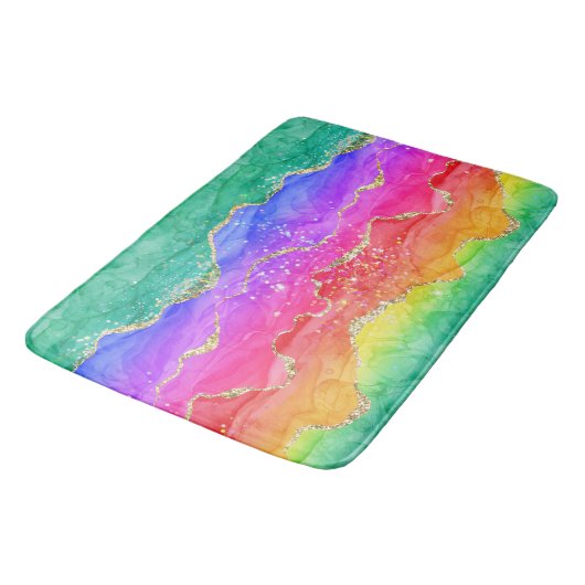 Tapis De Bain Parties scintillant arc-en-ciel Gold Agate (Angle)