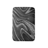 Tapis De Bain Parties scintillant Argent Sur Noir (Devant (Vertical))