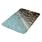 Tapis De Bain Parties scintillant Bleu Empreinte de léopard chic (Angle)