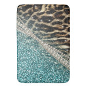 Tapis De Bain Parties scintillant Bleu Empreinte de léopard chic (devant Vertical)