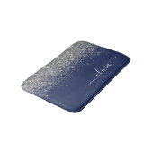 Tapis De Bain Parties scintillant bleue Silver Navy Girl Monogra (Angle)
