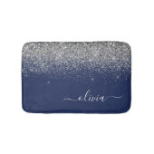 Tapis De Bain Parties scintillant bleue Silver Navy Girl Monogra (Devant)