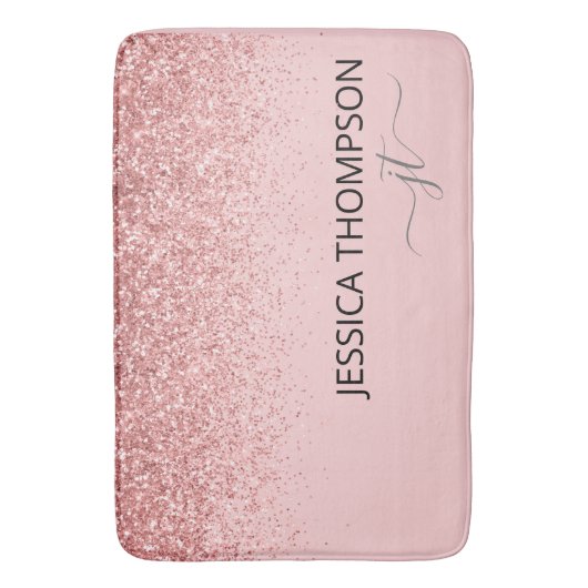 Tapis De Bain Parties scintillant Blush Pink Simple Girl Monogra (devant Vertical)