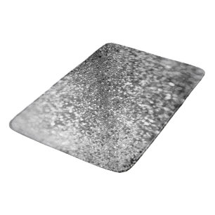 Tapis De Bain Parties scintillant Bokeh gris argent #1 (Parties