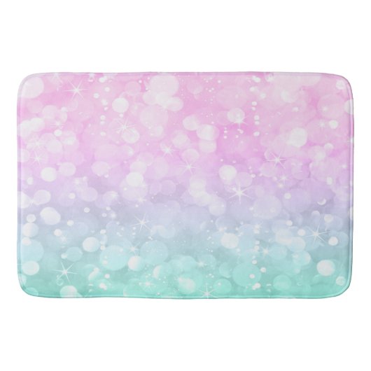 Tapis De Bain Parties scintillant Bokeh rose à vert (Devant)