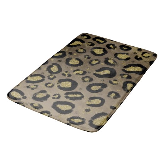 Tapis De Bain Parties scintillant Brown en or et Cheetah léopard (Angle)
