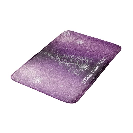 Tapis De Bain Parties scintillant d'arbre de Noël et flocons de (Angle)