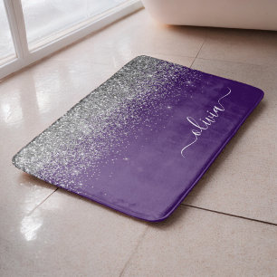 Tapis De Bain Parties scintillant d'argent violet Girl Nom du mo