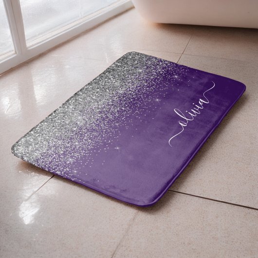 Tapis De Bain Parties scintillant d'argent violet Girl Nom du mo