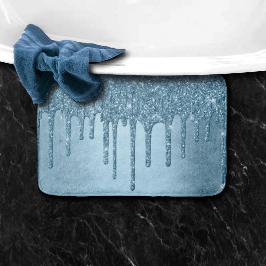 Tapis De Bain Parties scintillant de glace à goutte | Blue Faux