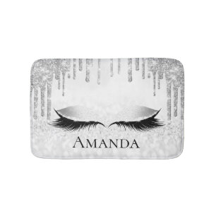 Tapis De Bain Parties scintillant des yeux d'argent des gouttes 