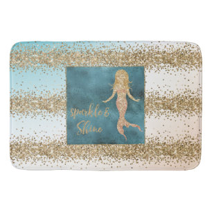 Tapis De Bain Parties scintillant d'étincelle Aqua Gold Mermaid